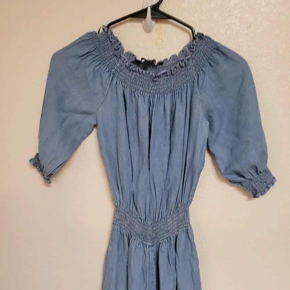 Walter Baker Chambray Off Shoulder Jumpsuit
